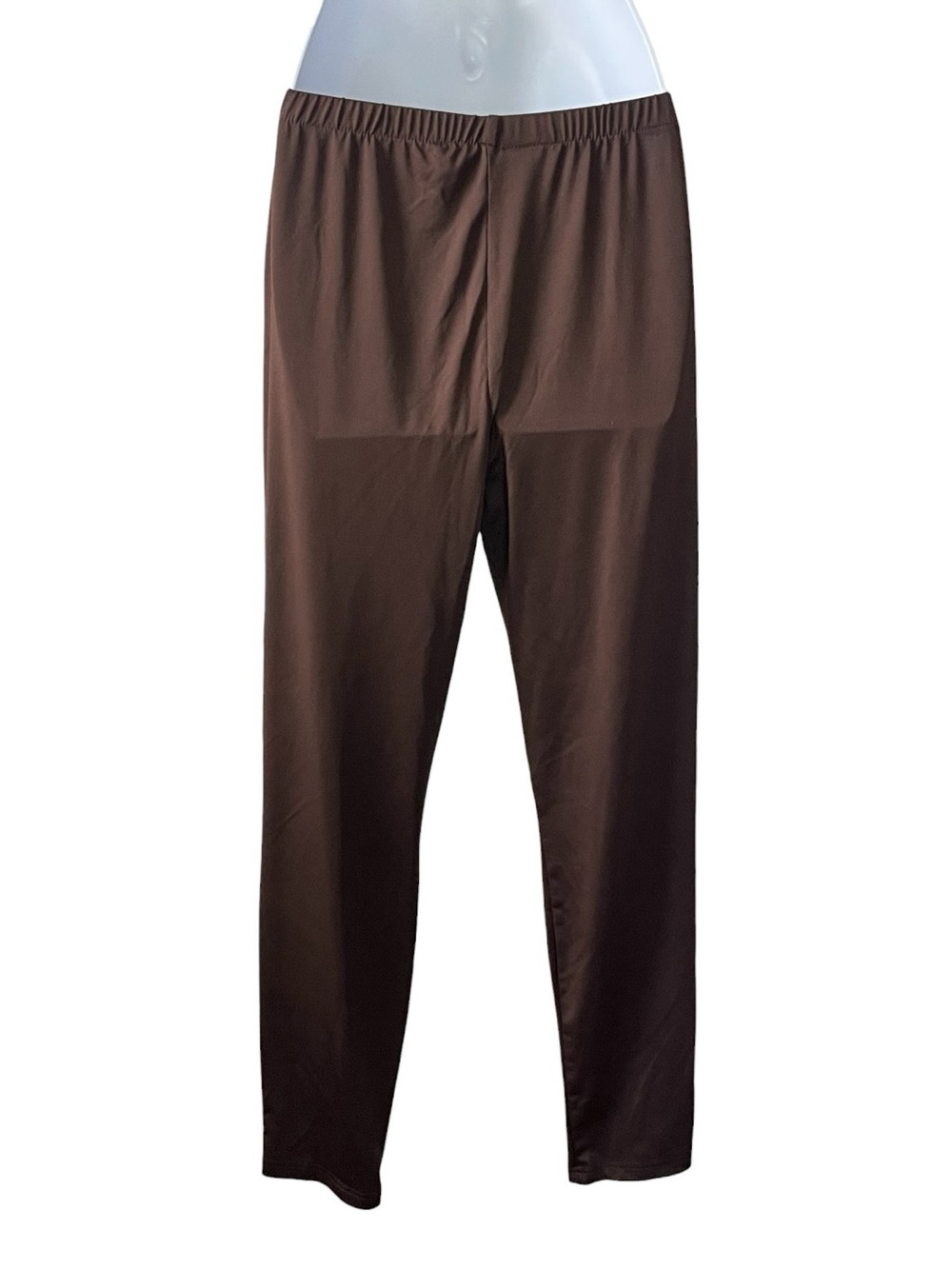 Stretch Leggings Gold Button High Rise Pull On Pants Quiet Luxury Minimal Chic - Picture 3 of 4